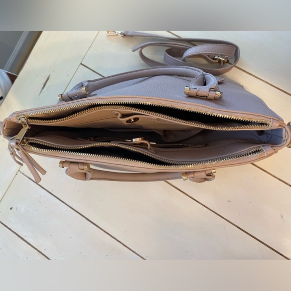 Madison West Pink Satchel Bag Large 13x10 PU Leather Removable Strap Minimalist - Picture 9 of 16